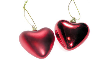Image showing Christmas glass hearts