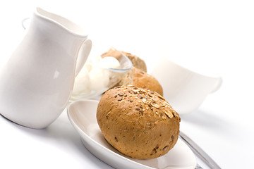 Image showing bread, milk and mozzarella
