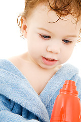 Image showing baby boy with toy hair dryer