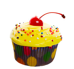 Image showing Yellow Cherry Cupcake