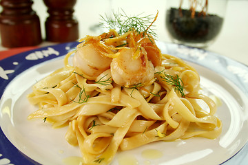 Image showing Fettucini With Scallops