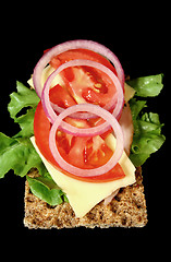 Image showing Rye Cracker With Ham And Salad