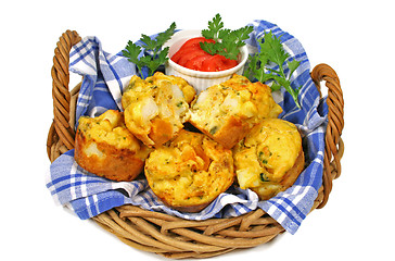 Image showing Basket Of Freshly Baked Muffins