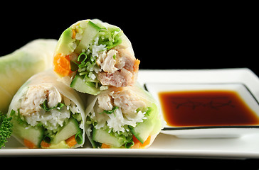 Image showing Sliced Rice Paper Rolls