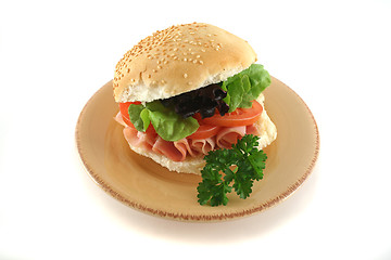 Image showing Ham And Salad Roll 1
