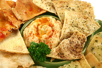 Image showing Pita Crisps And Hommus