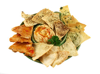 Image showing Pita Crisps And Hommus