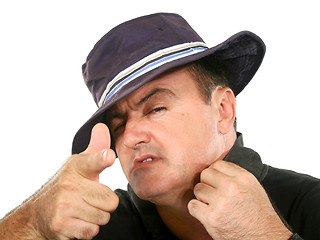 Image showing Man In Hat Pointing