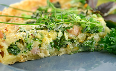 Image showing Sliced Quiche And Salad