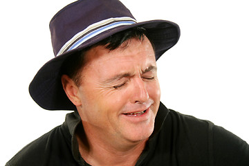 Image showing Man In Hat Crying