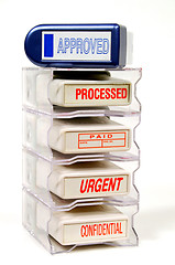 Image showing Rack Of Rubber Stamps