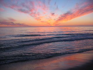 Image showing Sunset at beach