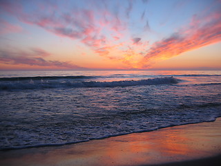 Image showing Sunset at beach