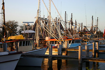 Image showing Trawlers At Sunset