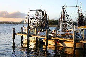 Image showing Jetty With Trawlers