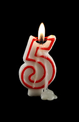 Image showing Burning Five Candle