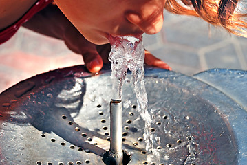 Image showing Drinking from water fountain