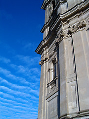 Image showing Front of churches tower