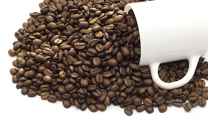 Image showing coffee beans and coffee cup