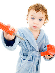 Image showing baby boy with toy tools