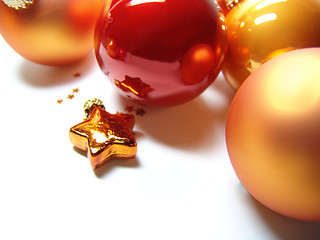 Image showing christmas baubles + star