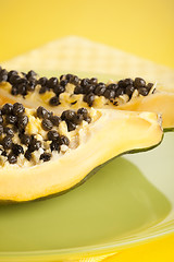 Image showing Papaya fruit halves  