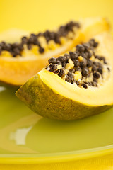 Image showing Papaya fruit halves  