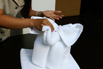 Image showing Folding towels