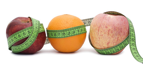 Image showing measure tape and fruits