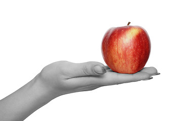 Image showing red apple in  hand