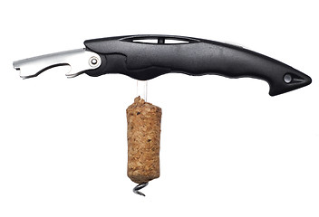 Image showing corkscrew and cork