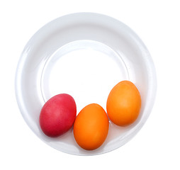 Image showing easter eggs in plate