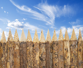 Image showing wooden fence and sky