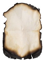 Image showing burnt old paper on white