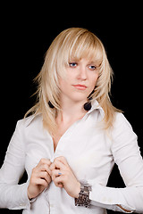Image showing The pretty young blonde. Isolated on black