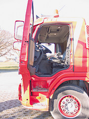 Image showing Drivers side door opening of a red truck