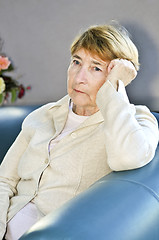 Image showing Sad elderly woman