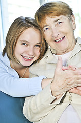 Image showing Granddaughter visiting grandmother