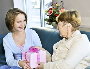 Image showing Granddaughter visiting grandmother