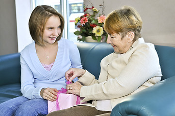 Image showing Granddaughter visiting grandmother