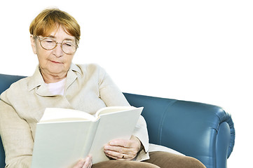 Image showing Old woman reading book