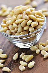 Image showing Bowl of pine nuts