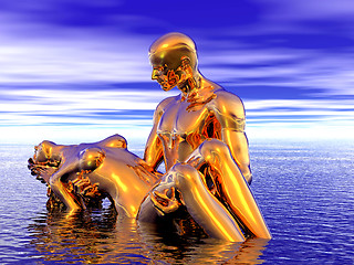 Image showing Golden man and woman