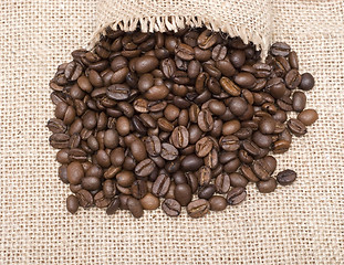 Image showing open sack and coffee beans