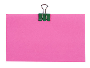 Image showing red paper and green clip
