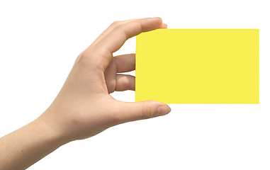 Image showing yellow card in a hand