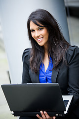 Image showing Indian businesswoman with laptop