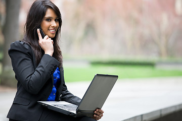 Image showing Indian businesswoman with laptop