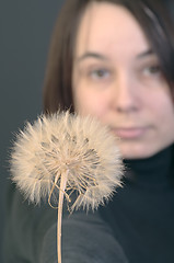 Image showing Portrait of young woman with low-ball