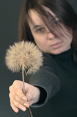 Image showing Portrait of young woman with low-ball